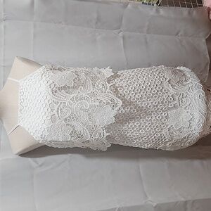 BB Dakota White Cream Tiered Halter Sundress